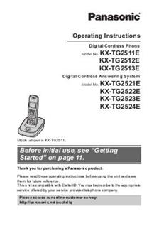 Panasonic KX TG2521 manual. Camera Instructions.